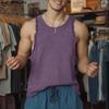 INCERUN Men Round Neck Sleeveless Tassel Hem Casual Loose Tank Tops