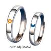 2 Pcs Sun and Moon Couple Rings Copper Polish Lovers Adjustable Ring for Her