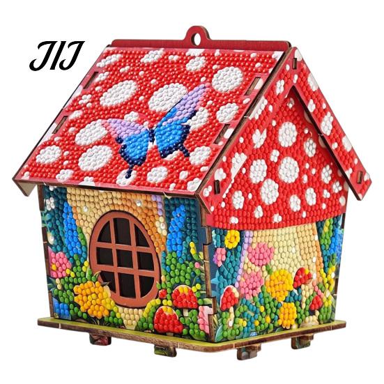 Artigianato da scrivania fatto a mano Kit Pittura con strass Casa di Natale 3D, Set Artigianale Fai da te Capanna Girasole in Legno, Ornamento Artistico Artigianale per Decorazione