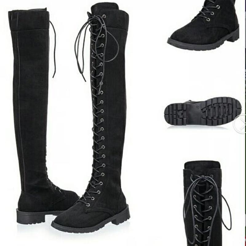 Botas de invierno largas de dedo redondo para mujer Moda Cinturón de  rodilla cruzada para mujer Cremallera lateral Botas altas comprar a buen  precio — entrega gratuita, reseñas reales con fotos — Joom