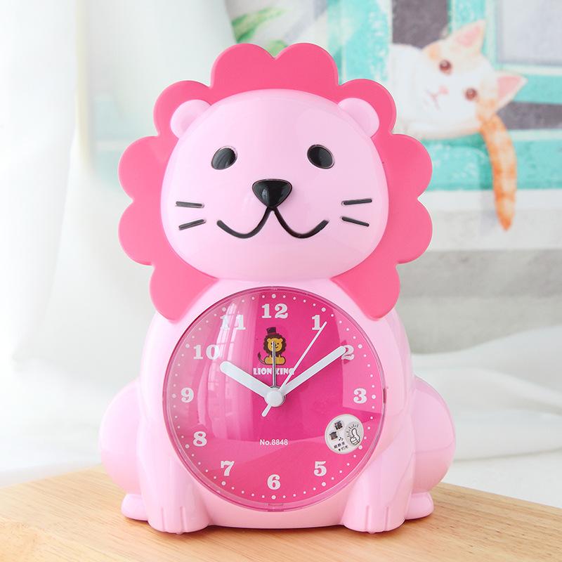 

Креативные милые мультяшные львы, студенческие детские подметающие секунды, бесшумные для учебы, прикроватные голосовые с ночником, спящий будильник