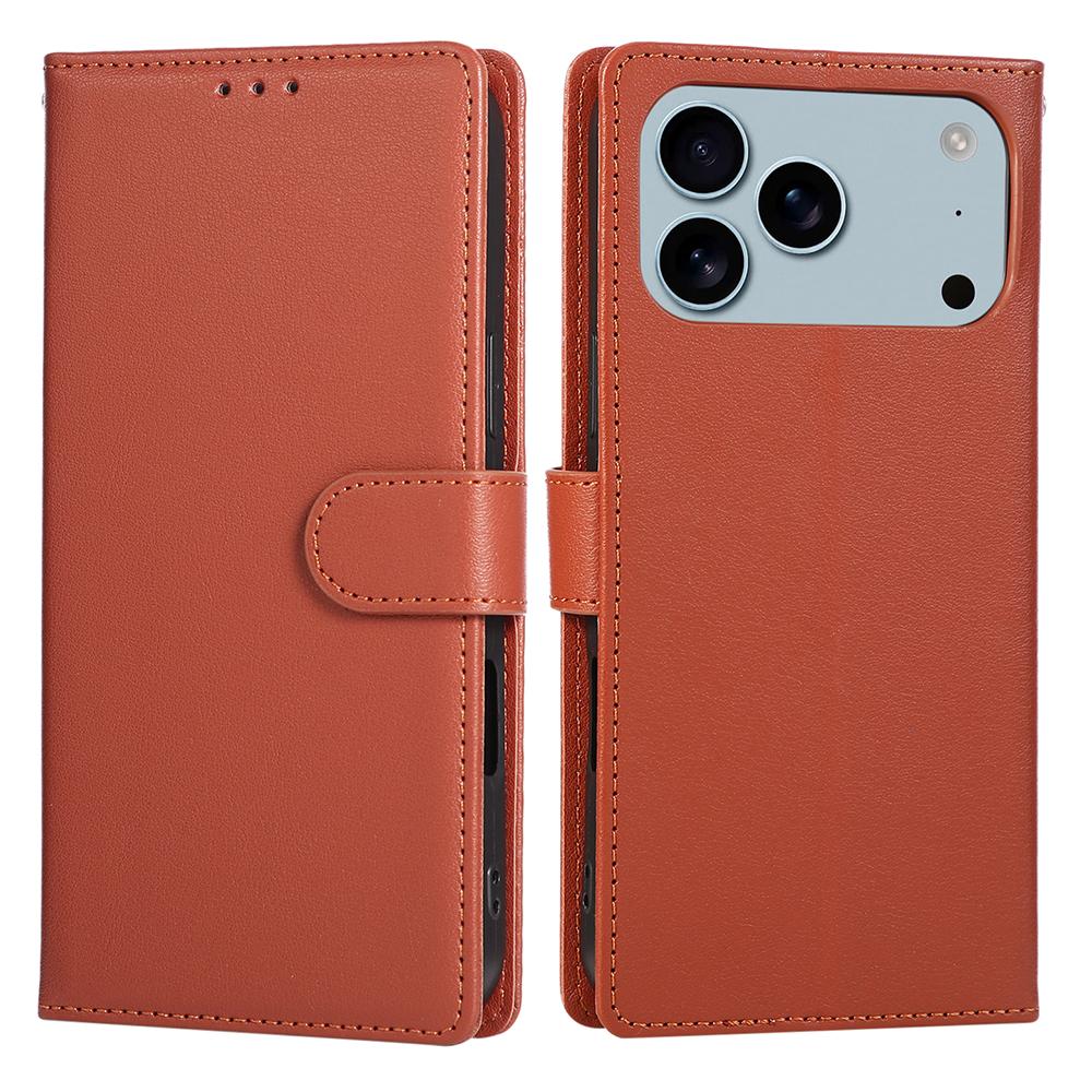 

For iPhone 17 Pro Case Wallet Stand View PU Leather Phone Cover with Wrist Strap E
