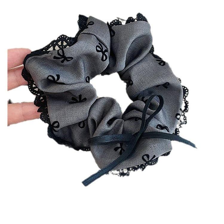Gray Bow Square Large Hair Tie - Women's Ponytail Hair Accessory, Gentle on Hair