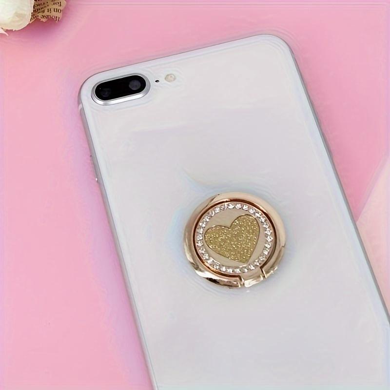 Circular Glittering Heart Metal Ring Buckle Phone Holder for Mobile Phone Car Magnetic Mount Smart Phone Accessories