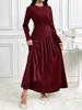 Elegant 2025 Autumn/Winter Solid Color Slim-Fit Evening Gown - Fashionable, Comfortable Long Dress