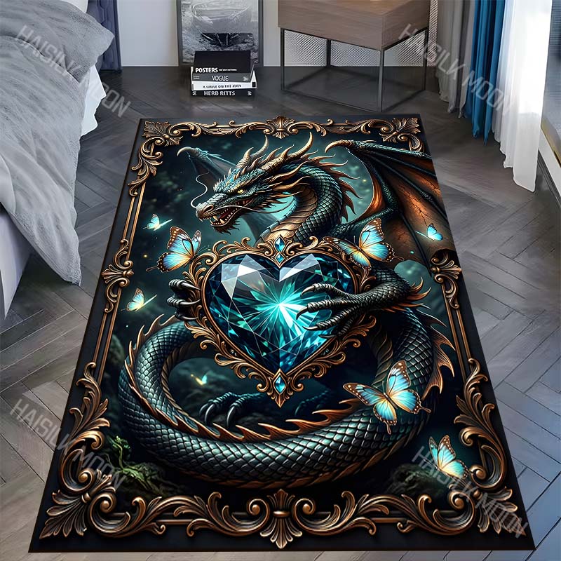 

1PC Swans Heart Ornament Art Carpet for Living Room Bedroom Sofa Home Decor Rus Non-slip Floor Mat Luxury Gift Multiple sizes 40cm x 60cm