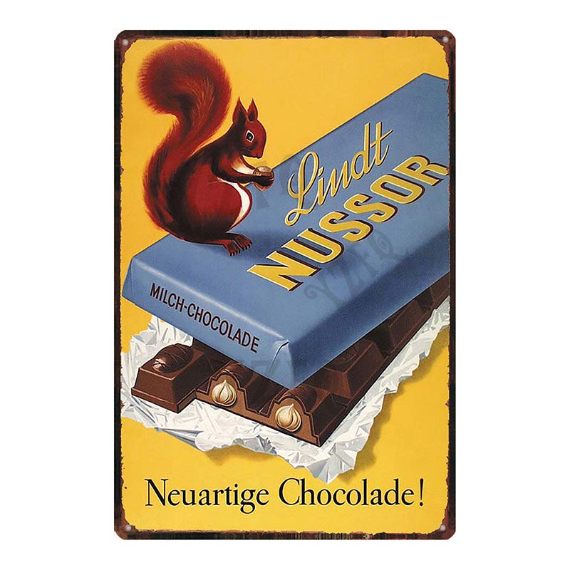 YZFQVintage Affiche Alimentaire Chocolat Métal Rétro Panneaux Candy Bar Plaque Murale Cuisine Maison Restaurant Décoration DU-6822B