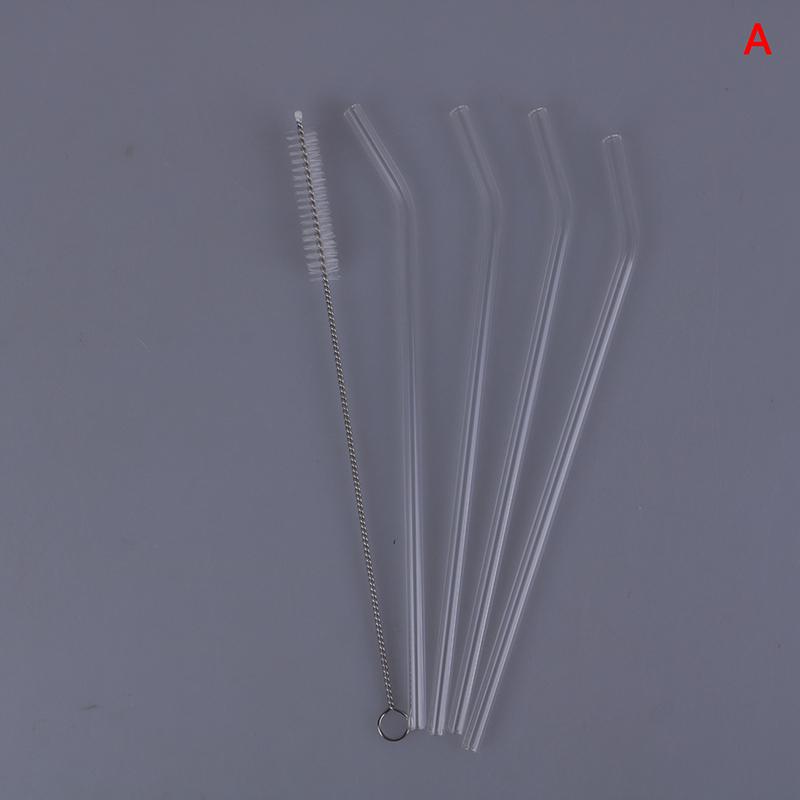 

5 шт., прозрачные стеклянные соломинки с прямым изгибом, щетка для чистки напитков, напитков, бара