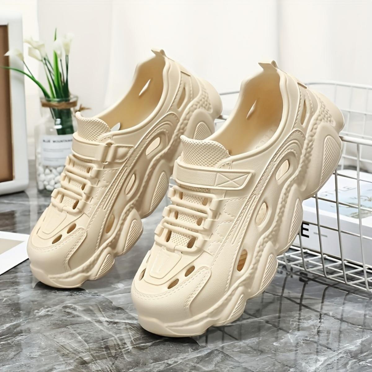 

Бежевые туфли с деревянной подошвой EVA — удобные, легкие, дышащие, водонепроницаемые повседневные туфли с толстой подошвой для всех сезонов, легко чистятся, симпатичные туфли 39-40 хаки