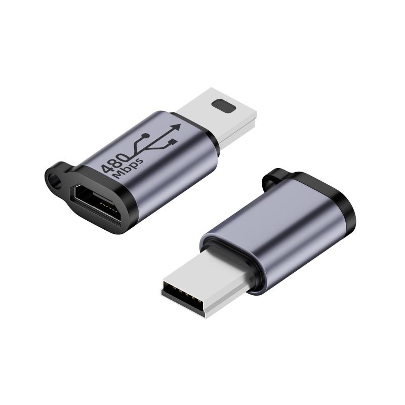 USB Type C na Mini USB MicroUSB Adaptér Micro USB na TypeC Mini USB Převodník Konektor Podpora Nabíjení Synchronizace Dat 480Mbps 18W
