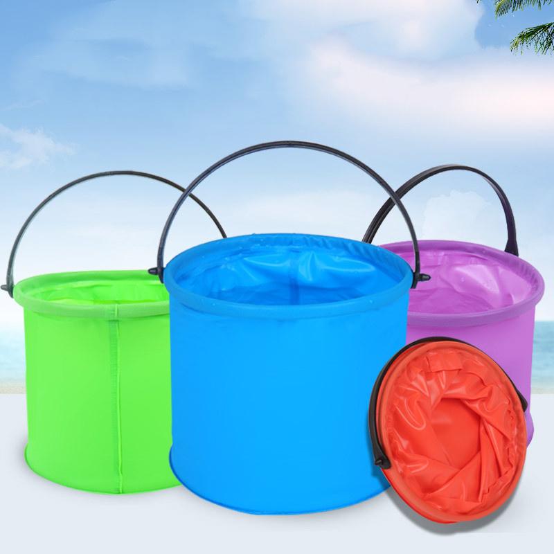 2Pcs Children's Outdoor Beach Toy Bucket Portable Folding Retractable Bucket Beach Playing Water Digging Sand Fishing Tool