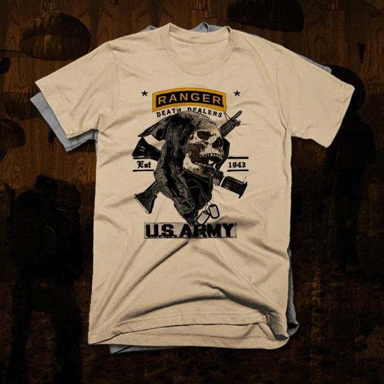 Army Ranger T-Shirt Iraq Afghan War Military Combat Veteran USA Death Dealers XL