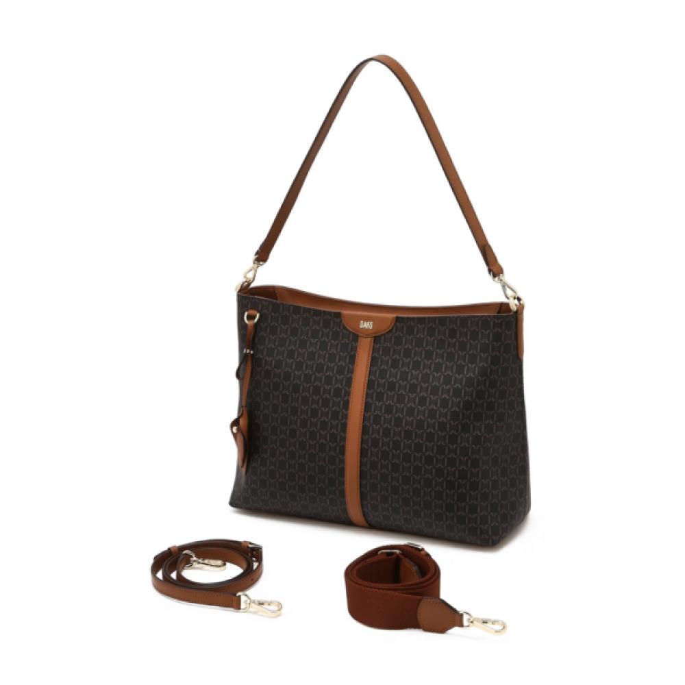 Daks Brown Dd Logo Leather Shoulder Bag Dcba6f864w3