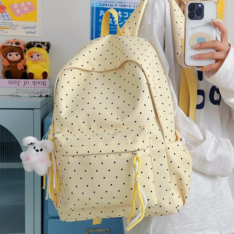 Dot Print Women's Backpack Student Schoolbag Large Capacity Backpack