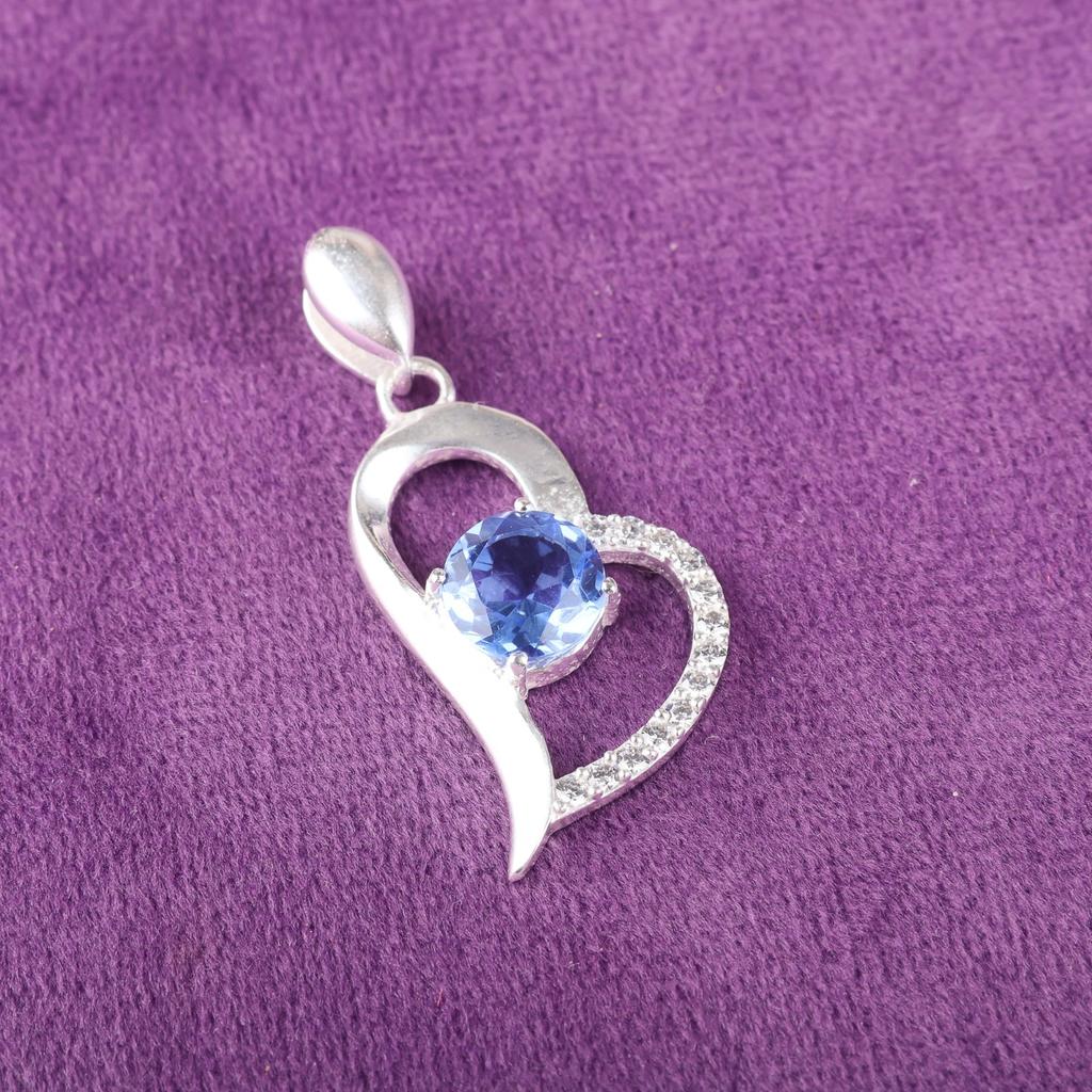 Tanzanite Gemstone 925 Sterling Silver Wedding Jewelry Zircon Pendant 1.37" Gift CZP-5-11