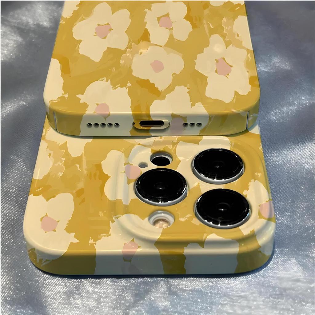 Oil painting ins wind Japan and Korea flower illustration iphone17promax mobile phone case apple 16pro ultra-thin film case