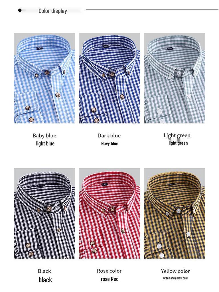 Men's Cross-Border Autumn/Winter Plaid Cotton Long-Sleeve Casual Business Shirt