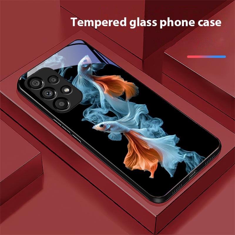 Colorful Cute Fish For Samsung Galaxy S10 S20 Plus S21 FE S22 S23 S24 FE S25 Ultra Black Tempered Glass Phone Case Hard Shell