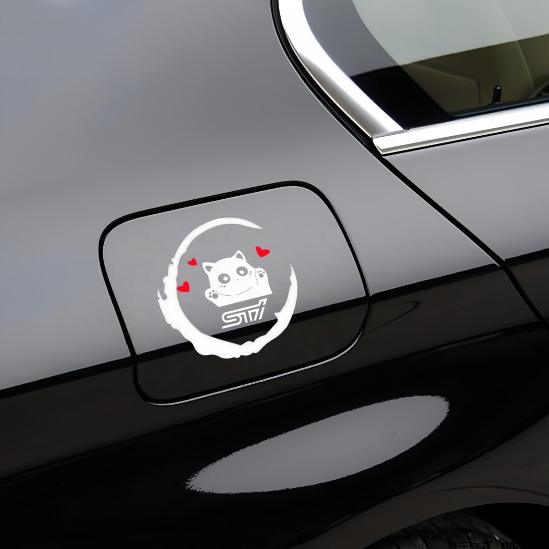 

(500% Awareness) STI Dedicated Fuel Outlet Cover Sticker Rey Comic Cat Sticker Legacy Impreza STI белый