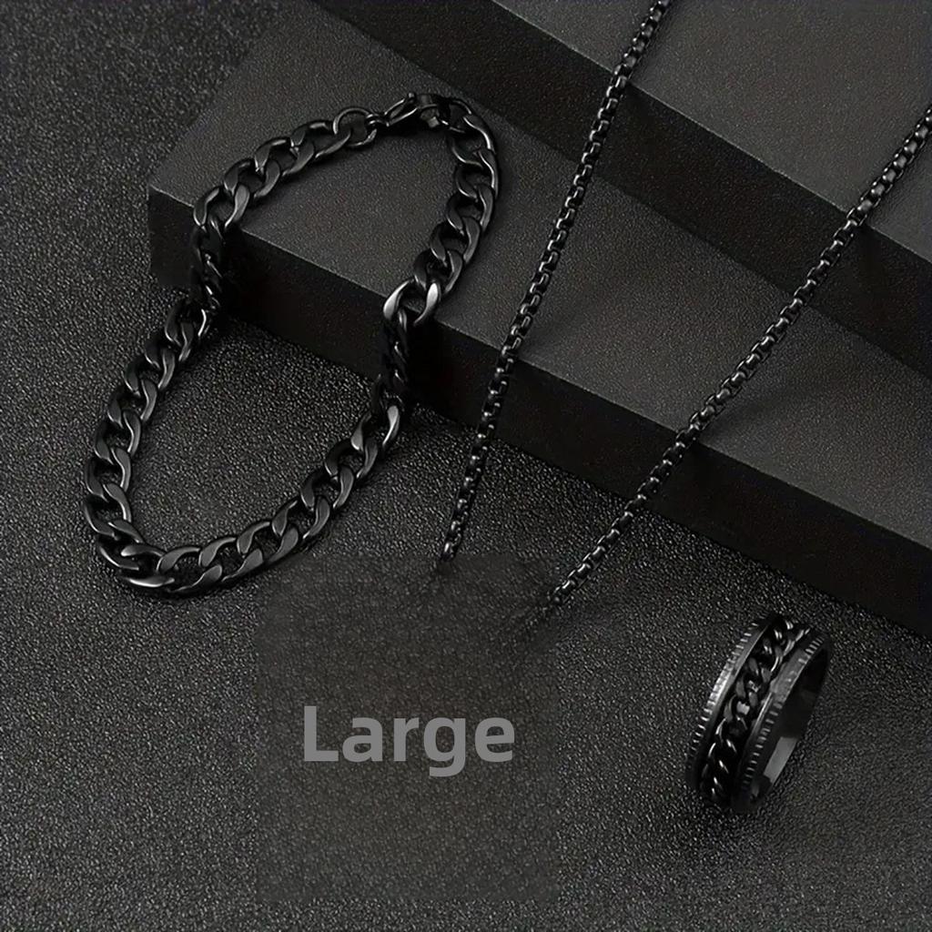 Stylish Womens Fashion Cross Jewelry Set Alloy Necklace, Ring Bracelet 3-Pack