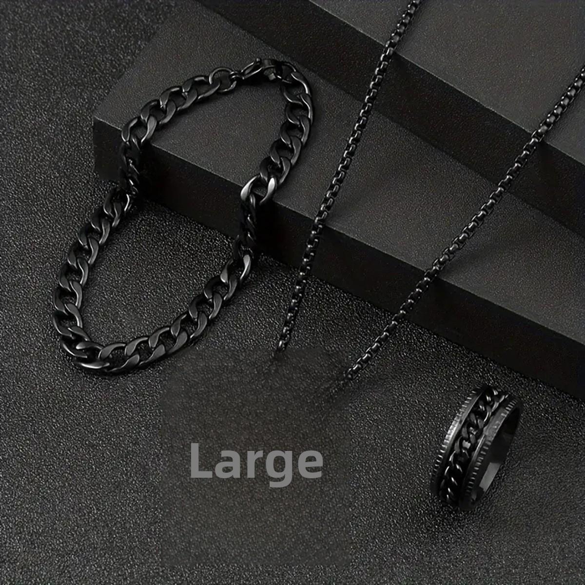 

Stylish Womens Fashion Cross Jewelry Set Alloy Necklace, Ring Bracelet 3-Pack Three-Piece Set чорний