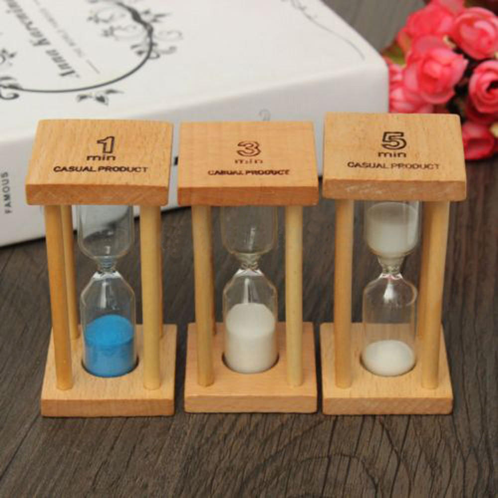 1/3/5Min Wooden Sand Sandglass Timer Clock Home Decor Gift Kitchen