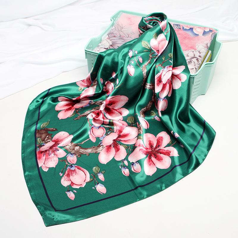 Women's Baotou Artificial Silk Satin Silk Scarf 90cm Printing Square Scarf Silk Scarf
