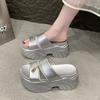 High Platform Sandals Women Wedge High Heels Summer Buckle Crystal Chunky Sandalias Beach Slippers Zapatos Mujer 9CM