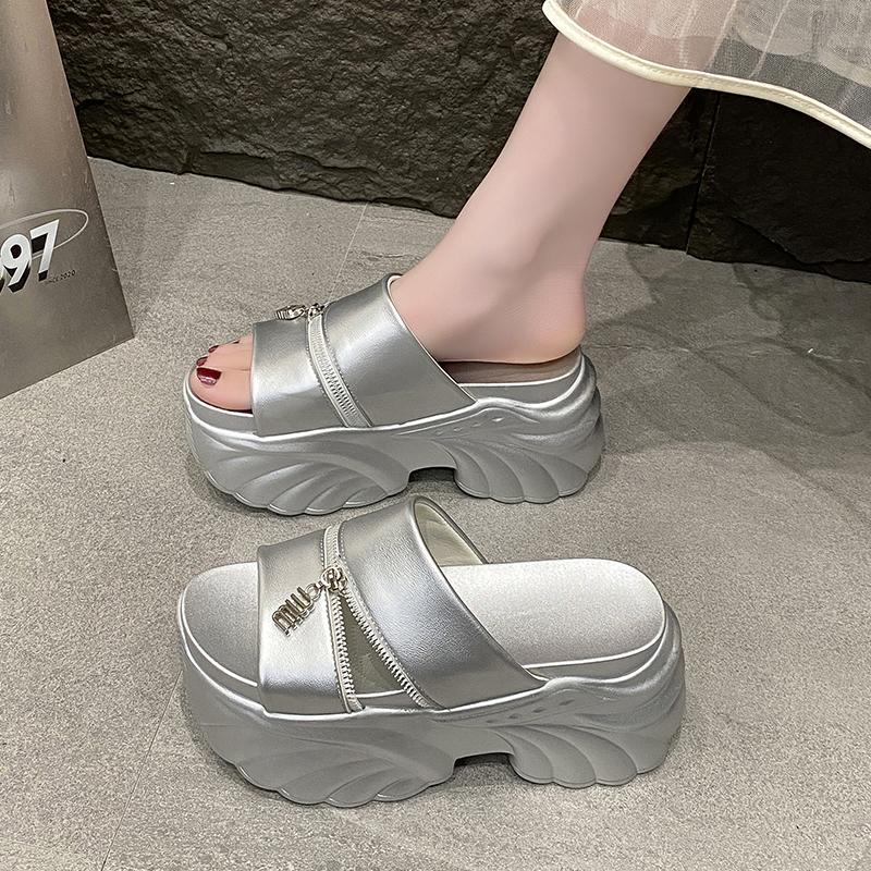 High Platform Sandals Women Wedge High Heels Summer Buckle Crystal Chunky Sandalias Beach Slippers Zapatos Mujer 9CM