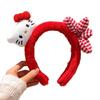 Women's Cute Red Bow Kitty Cat Plush Headband - Cartoon Hair Accessory for Washing Face & Styling, Perfect for Autumn/Winter.