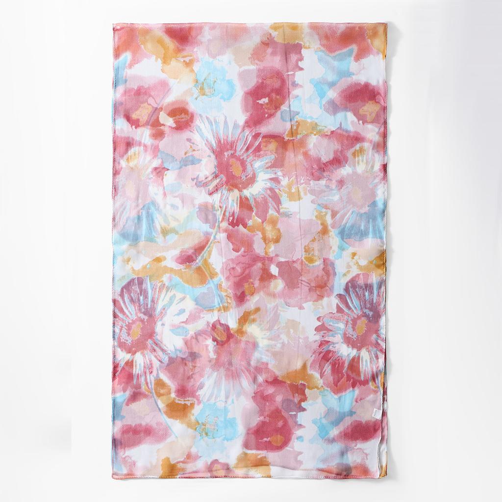 New Qiaoqisha Silk Scarf Women In Spring Summer Autumn Flower Printed Sunscreen Winter Versatile Fashion Color Long