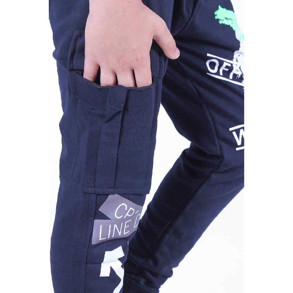 Navy Blue Text Printed Male Tracksuit Six