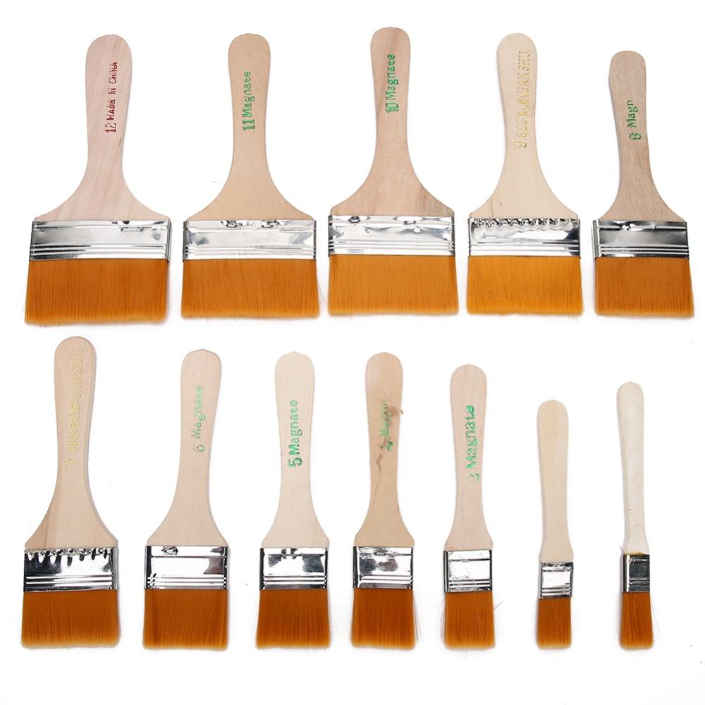 12PCS Nylon Hair Wall Painting Brushes Art Oil Painting Brushes Handcraft color filling