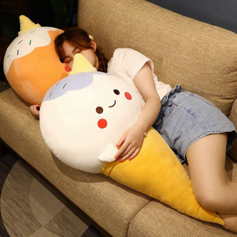 50cm/70cm/90cm Kawaii Ice Cream Simulation Plush Toy Soft Stuffed Cartoon Egg Cone Doll Sofa Decor Pillow Cushion Best Gifts