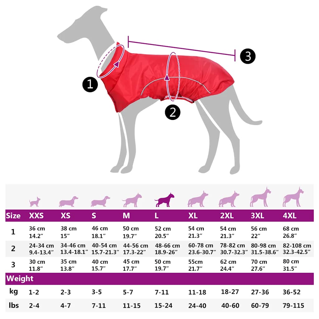 Dog Raincoat with Reflective Strips Polyester Red Size L