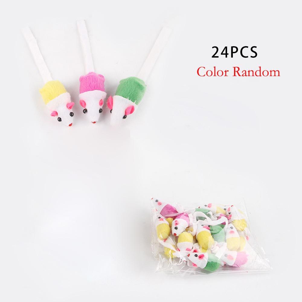 4/16/32/48PCS Bite Resistance False Mouse Pet Cat Simulation Color Kitten Cat Toy Cat Funny Playing Indoor Cat Game Supplies