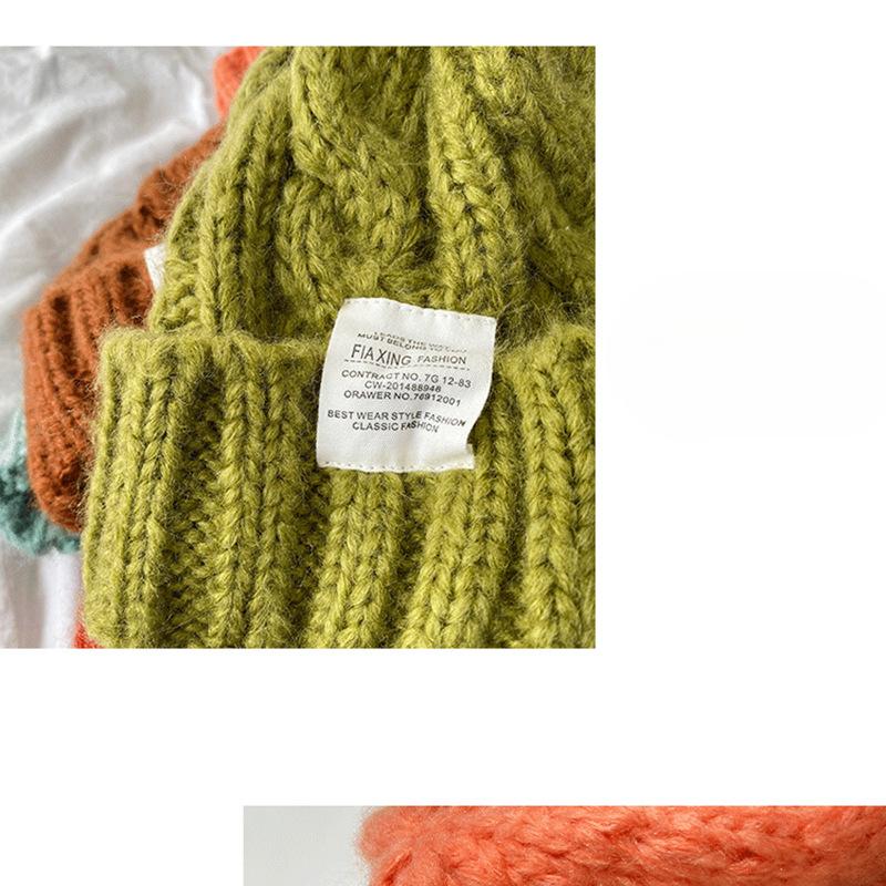 Women's Thick Knitted Wool Hat In Autumn and Winter Versatile Big Head Circumference Green Ins Trendy Face Small Ins Style