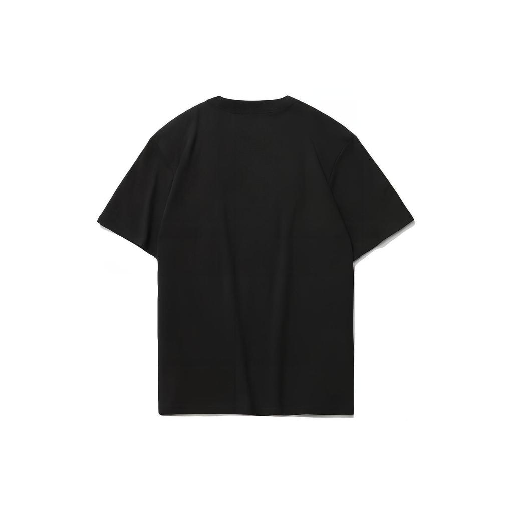 Li Ning Logo Print Solid Color Round Neck Short Sleeve T-Shirt Men Tops Black YHST177-1