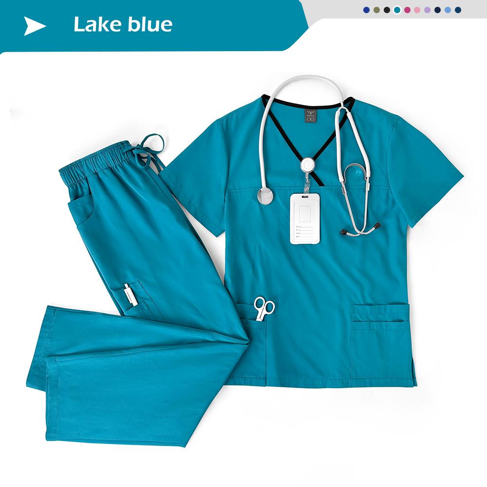 Elastic Breathable Nursing Articles Surgical Uniforms Woman Hospital Clinical Uniform Multicolor Short Sleeved Beauty Salon Wear