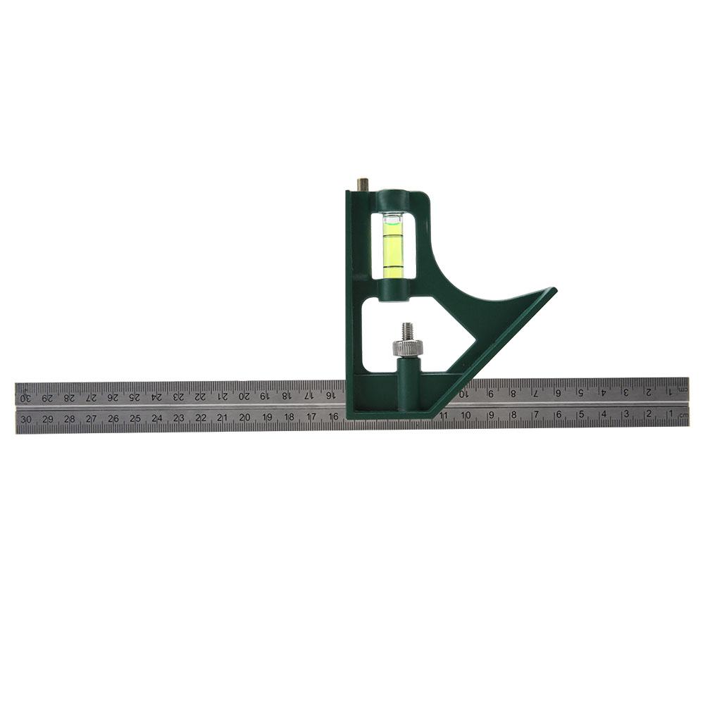 300mm Adjustable Stainless Steel Square Angle Ruler 4590 Degree with Bubble Level