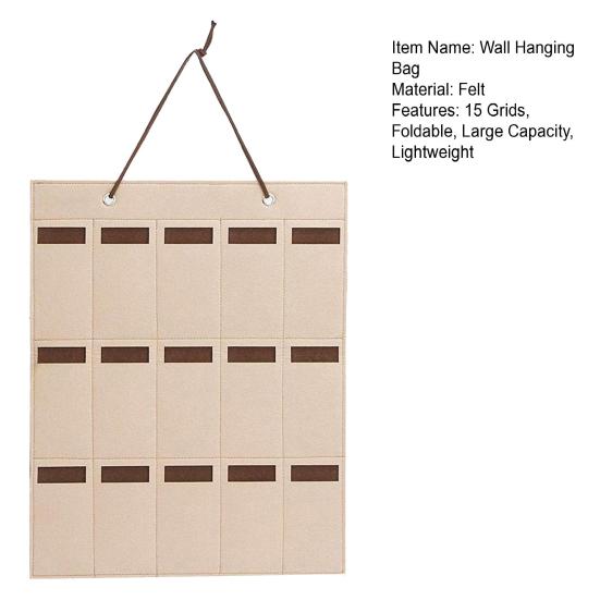 Sunglasses Organizer Bag Large Capacity Lanyard Design Multi-compartment Easy to Hang Save Space Felt 15 Grids Wall Hanging Eyeglass Display Bag