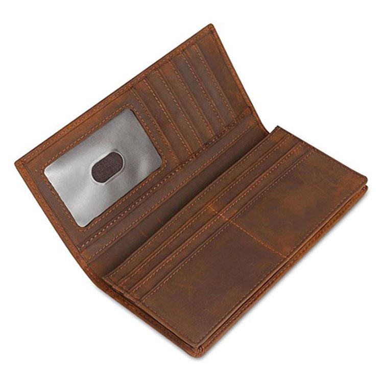 RFID Leather Long Wallet Retro Crazy Horse Leather Long Leather Zipper Wallet Multi Card Mens Long Purse Husband Father Gift