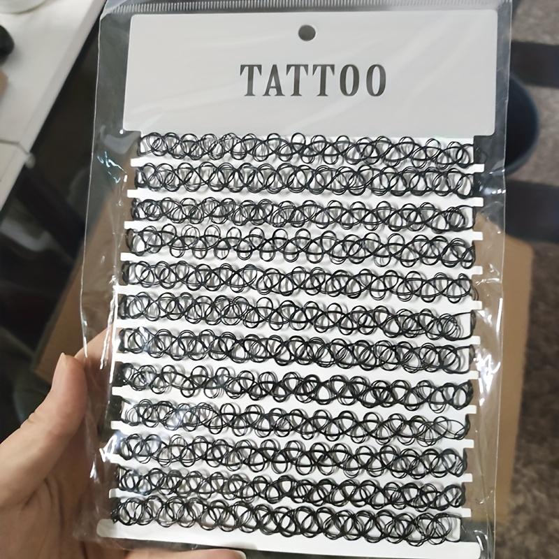 

Stretchy Black Choker Pack Retro Tattoo-Style Chokers with Heart & Star Charms, Adjustable Elastic Chain
