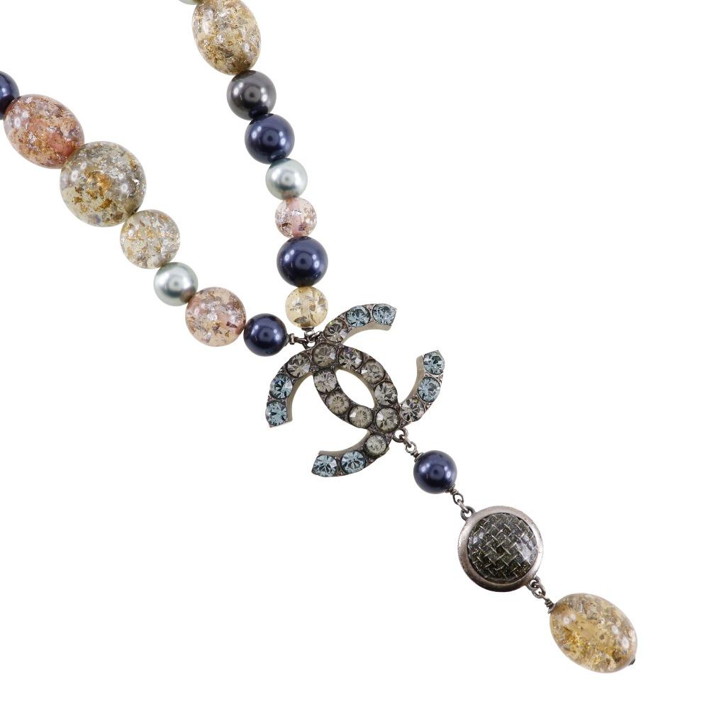 CHANEL COCO Mark Necklace multicolor metallic/Fake pearl/Rhinestone 147g Women Used