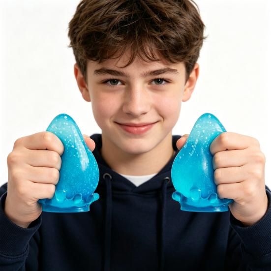 2 Stück Wassertropfen Stressabbau Spielzeug Angstreduktion Klarer Wassertropfen Sensorisches Knet-Fidget-Spielzeug Tragbarer Dekompressions-Stressball