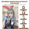 Grey Long Curly Synthetic Wig Female Rabbit Police Officer Cosplay Holiday Wig Cute Daily Grey Straight Bangs Long Curly Wig