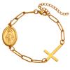 High Quality Western Retro Virgin of the Cross Titanium Steel Bracelet, Men's and Women's Geometric Stainless Steel Chain Simple Bracelet