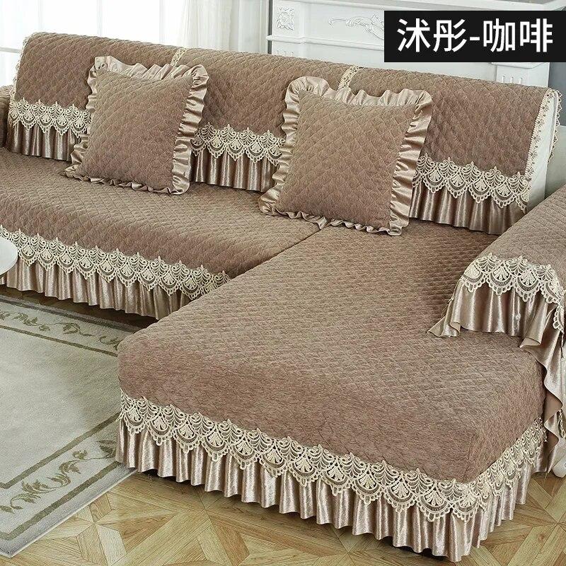 European Style Large Flower Sofa Cover Light Luxury Lace Non Slip Sofa Cushion Four Seasons Universal Fabric Sofa Napkin