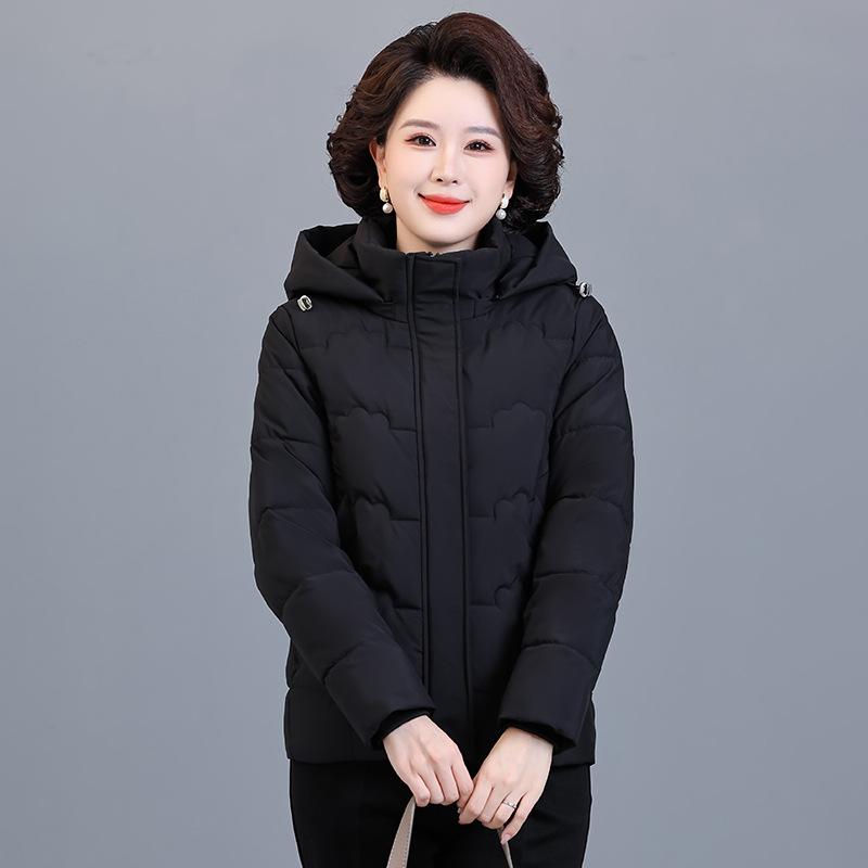 

6XL большой размер зимнее хлопковое пальто для мамы модное зимнее утолщенное теплое хлопковое пальто для пожилых женщин XL чёрный