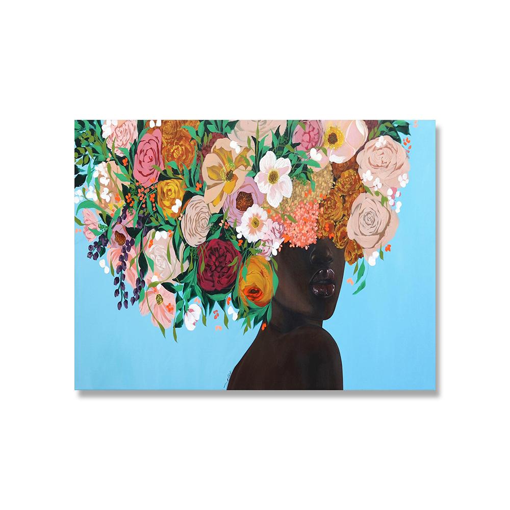 Mode Frauen Kopf Blume Wand Kunst Poster Abstrakte Kunstdrucke Sexy Mädchen Leinwand Malerei Moderne Bilder Wohnzimmer Wohnkultur